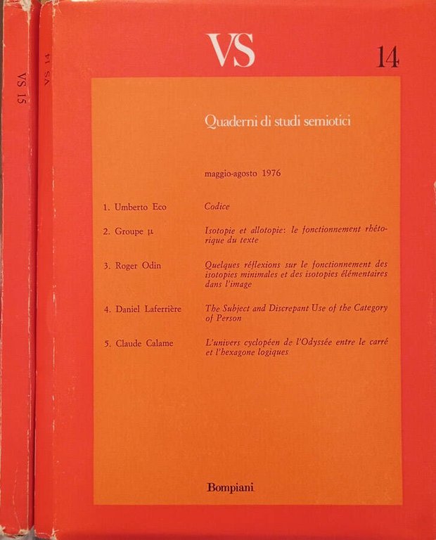 VS Quaderni di studi semiotici. 14 15 anno 1976