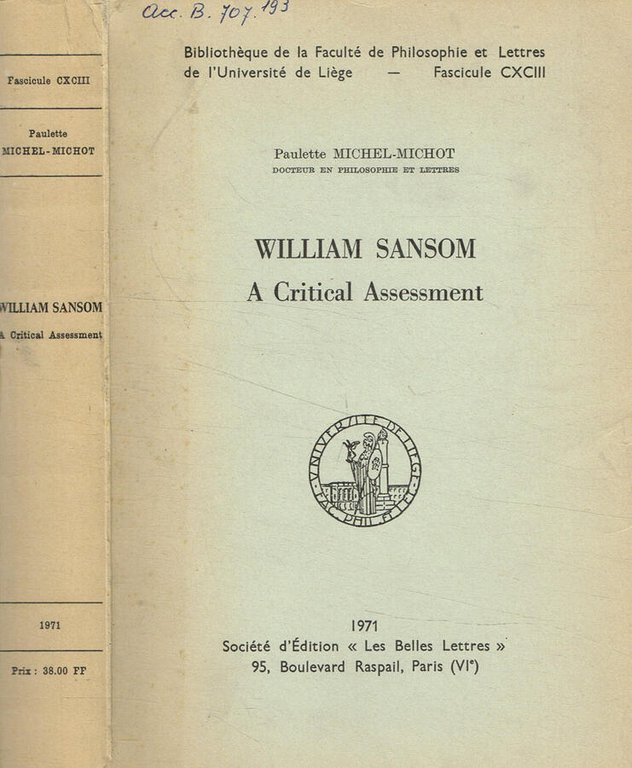 William Sansom. A critical assessment