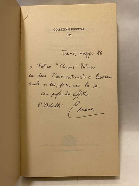 Pezzi domestici e altre poesie. A cura di Cesare Dapino. …