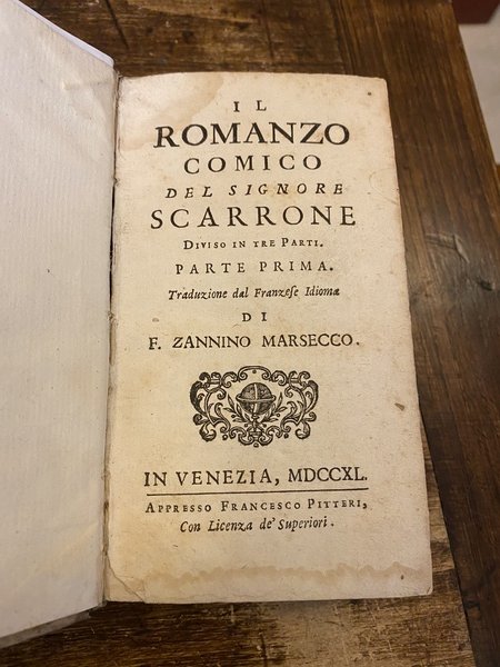 Il romanzo comico del Signor Scarrone. Diviso in tre parti. …