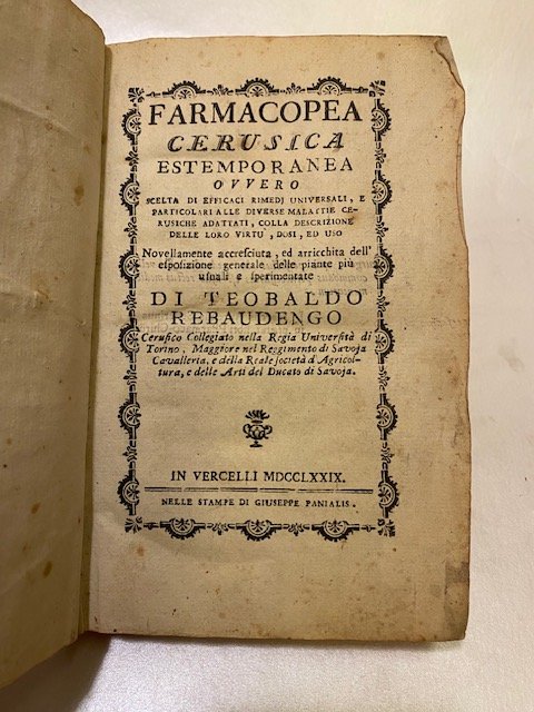 Farmacopea cerusica estemporanea ovvero scelta di efficaci rimedj universali, e …