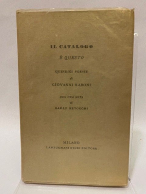 Il Catalogo è questo. Quindici poesie di Giovanni Raboni con …