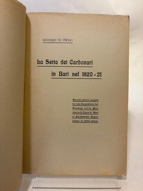 La setta dei Carbonari in Bari nel 1820 - 21. … | Immagine principale