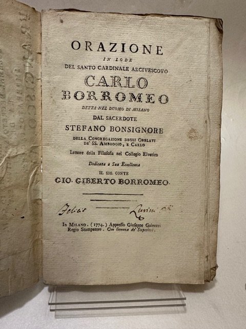 Orazione in lode del Santo Cardinale Arcivescovo Carlo Borromeo detta … | Immagine principale