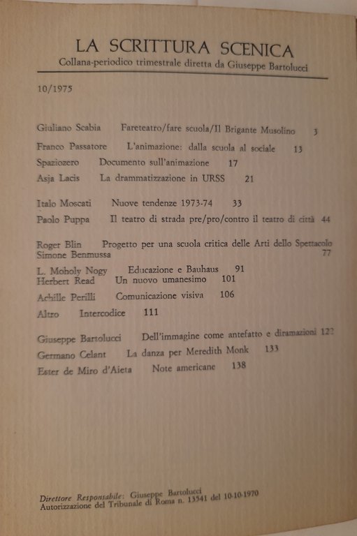 Teatroltre. La scrittura scenica n° 10/1975