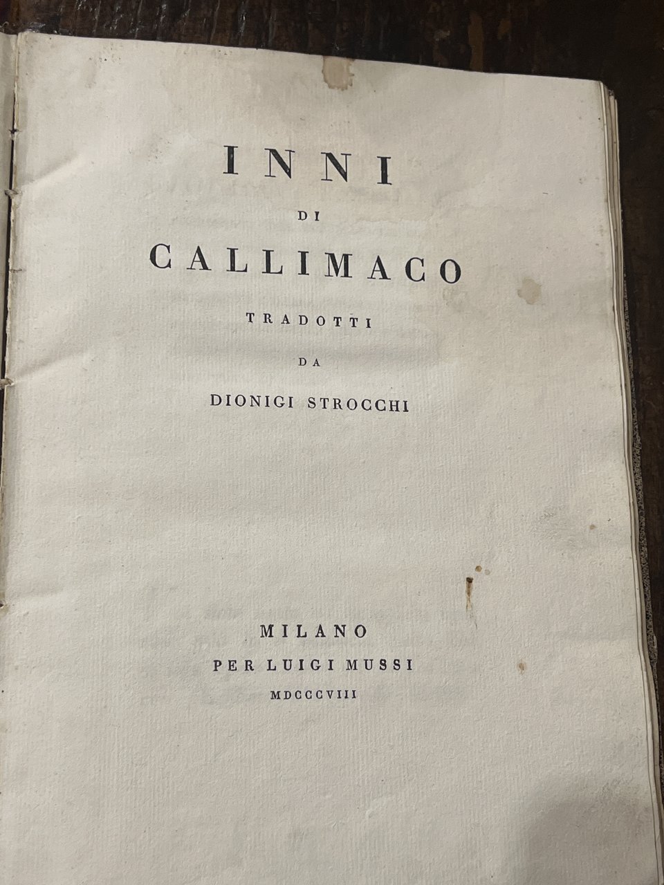 Inni di Callimaco tradotti da Dionigi Strocchi | Immagine principale