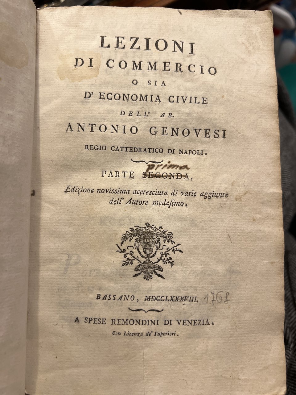 Lezioni di commercio o sia d'economia civile