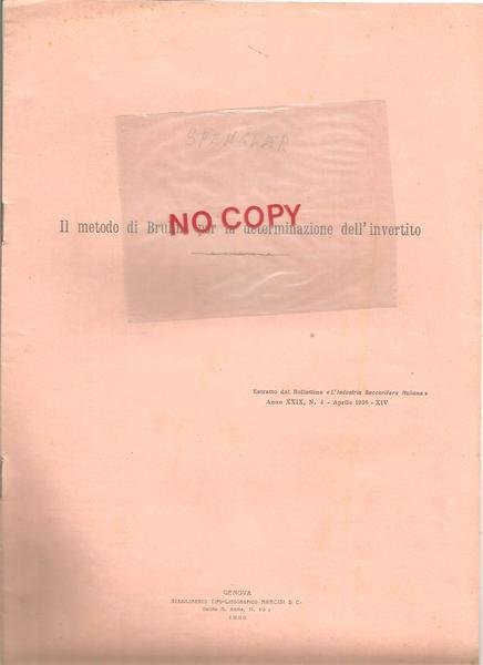 IL METODO DI BRUHNS PER LA DETERMINAZIONE DELL'INVERTITO