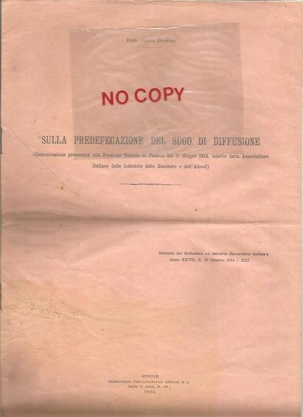 SULLA PREDEFECAZIONE DEL SUGO DI DIFFUSIONE