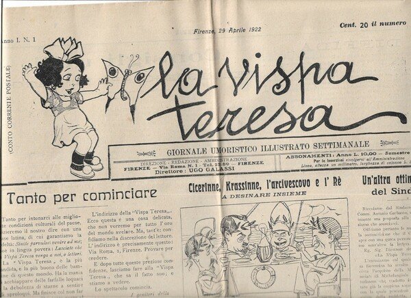 La Vispa Teresa. Giornale umoristico illustrato. Anno I, n.1, 29 …