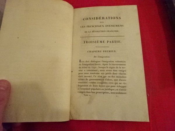 Considérations sur les principaux évènements de la Révolution Française.