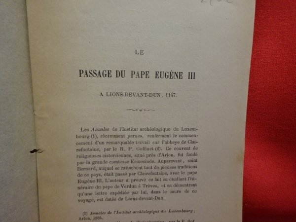 Le passage du pape Eugène III à Lions-devant-Dun, 1147.