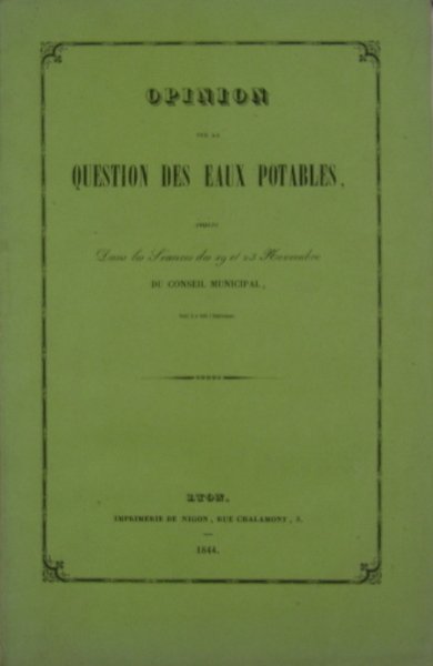 Opinion sur la question des eaux potables émise dans les …