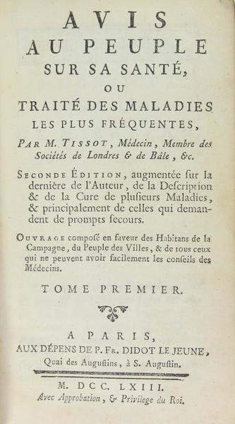 Avis au peuple sur sa santé, ou traité des maladies …