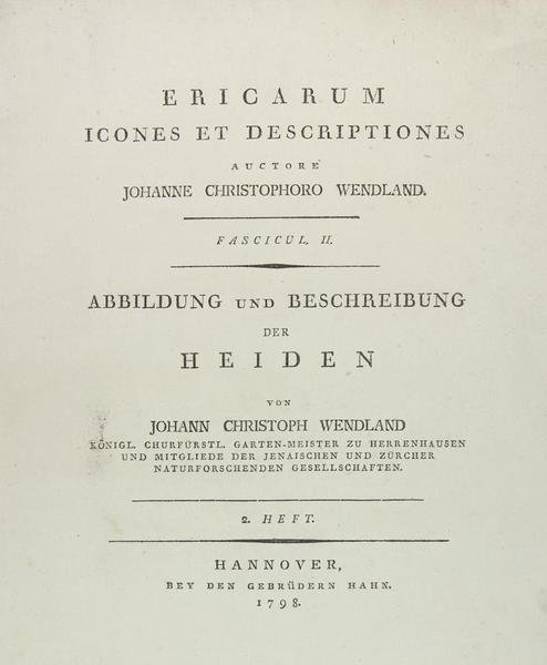 Ericarum icones et descriptiones - fascicul. II : Abbildung und …