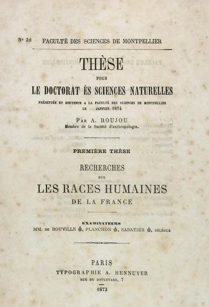 Recherches sur les races humaines de la France