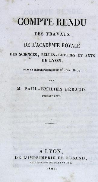 Compte rendu des travaux de l’académie royale des sciences, belles-lettres …