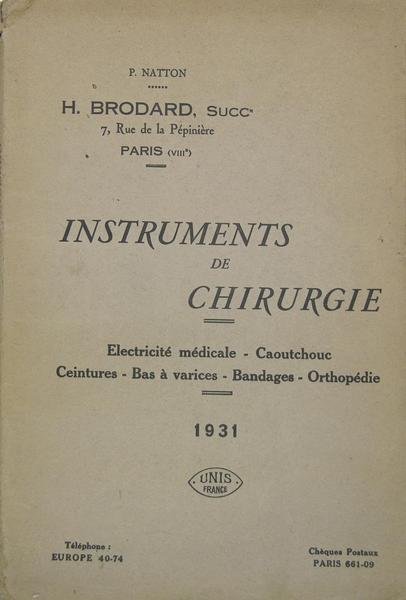 Instruments de chirurgie - Électricité médicale, caoutchouc, ceintures, bas à …