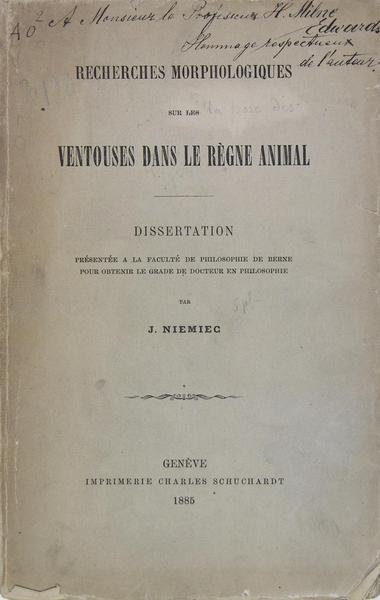 Recherches morphologiques sur les ventouses dans le règne animal