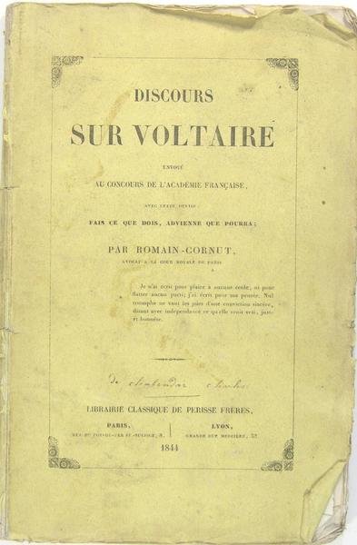 Discours sur Voltaire