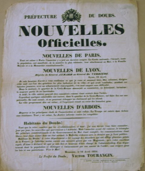 Nouvelles officielles - 16 avril 1834