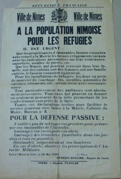 A la population Nimoise pour les réfugiés - 18 mai …