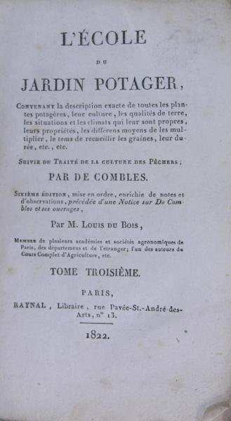 Traité de la Culture des pêchers suivi de : l'école …