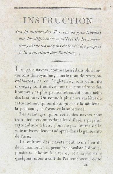 Instructions sur la culture des Turneps ou gros Navets ; …