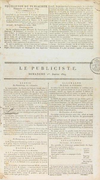 Journal Le Publiciste - 1er semestre 1809 (1er janvier au …