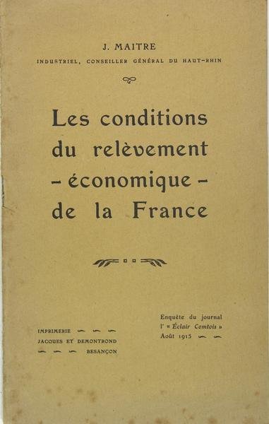 Les conditions du relèvement - économique - de la France …