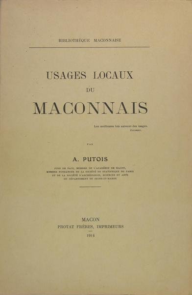 Usages locaux du Mâconnais - Bibliothèque Mâconnaise