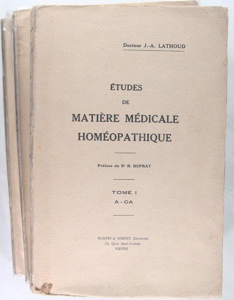 Etudes de matière médicale homéopathique - tome 1 - 2 …