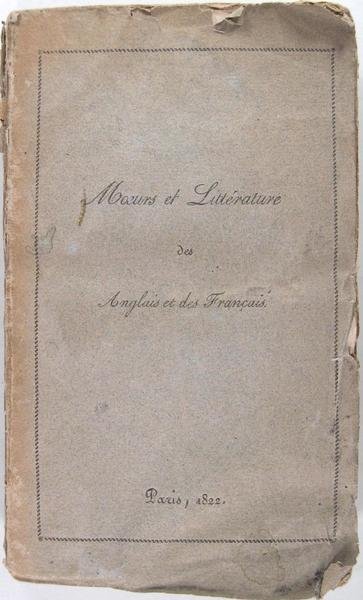 Essai sur les moeurs et la littérature des anglais et …