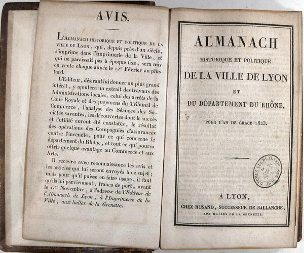 Almanach historique et politique de la ville de Lyon et …