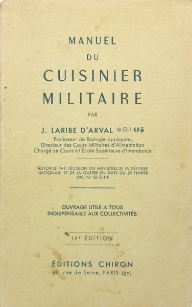 MANUEL DU CUISINIER MILITAIRE