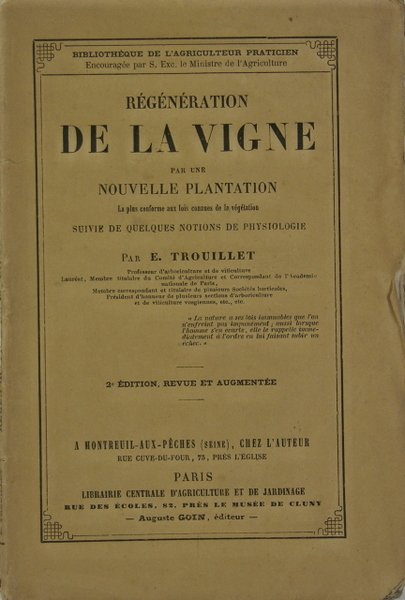 Régénération de la vigne par une nouvelle plantation la plus …