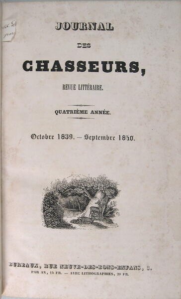 Journal des chasseurs, oct 1839 à Sept 1840