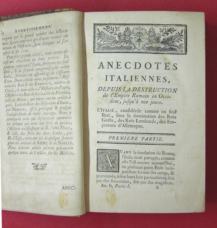 Anecdotes italiennes, depuis la destruction de l’Empire Romain en Occident, …