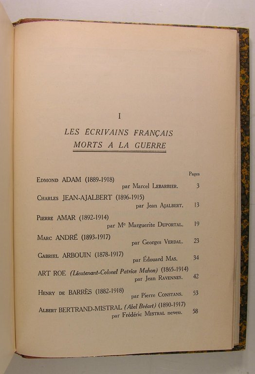 Anthologie des écrivains mort à la guerre 1914-1918.