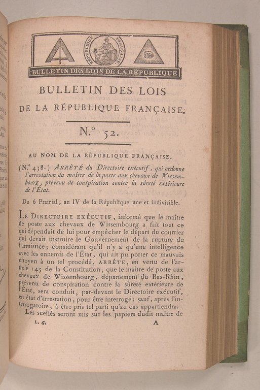 Bulletin des Lois de la République Française An IV de …