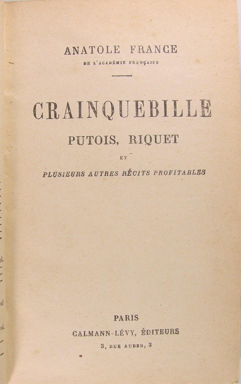 Crainquebille, Putois, Riquet et plusieurs autres récits profitables