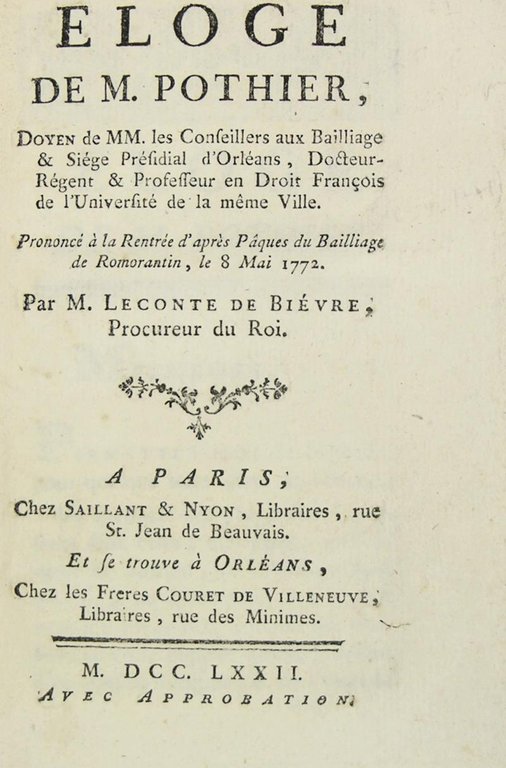 Eloge de M. Pothier, Doyen de MM. les Conseillers aux … | Immagine Gallery 2