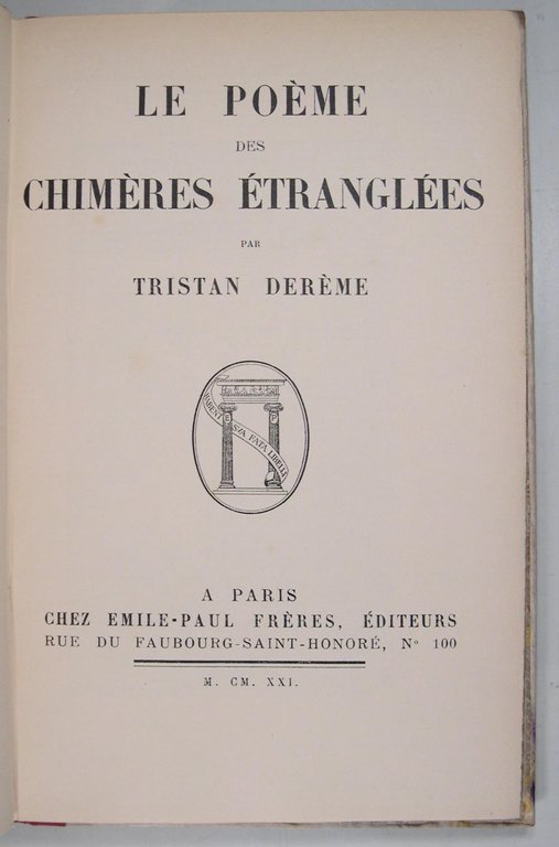 Le poème des chimères étranglées