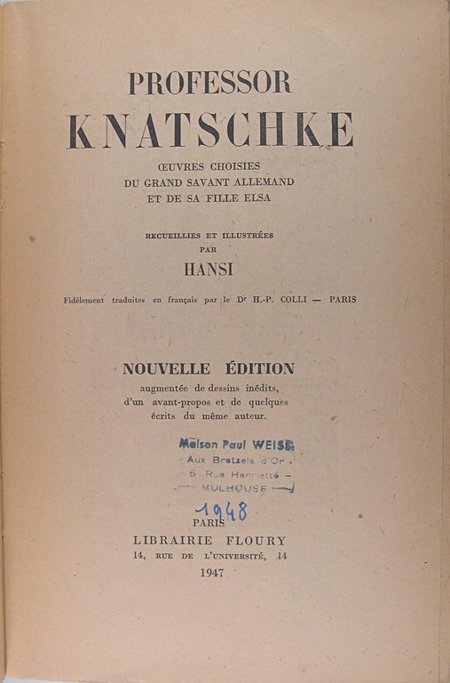 Professor Knatschke - oeuvres complètes du grand savant allemand et …