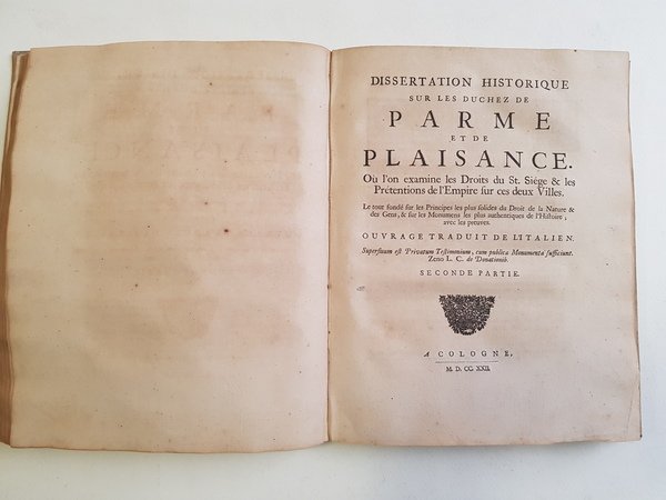 Dissertation historique sur les Duchez de Parme et de Plaisance. …