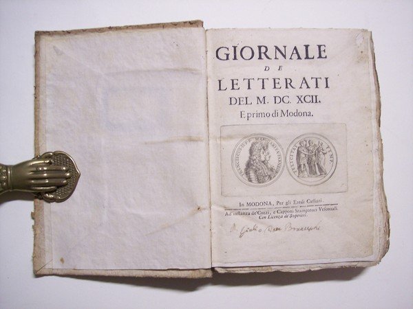 Giornale de Letterati del M.DC.XCII (1692) e primo di Modona.