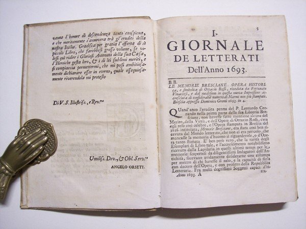 Giornale de Letterati del MDCXCIII (1693). Dedicato all'Illustriss., e Rev.mo …