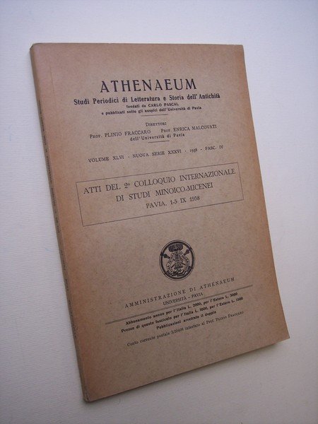Athenaeum. Studi Periodici di Letteratura e Storia dell'Antichità. Atti del …