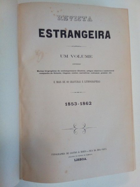REVISTA ESTRANGEIRA. Jornal mensal. 1853 - 1862.