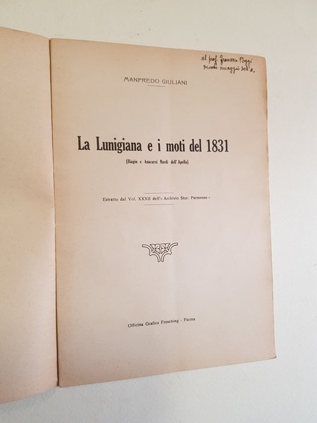 La Lunigiana e i moti del 1831. (Biagio e Anacarsi …